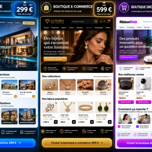 Trois exemples de sites WebVizyon : vitrine, e-commerce et dropshipping